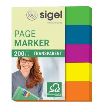   Jelölőcímke, műanyag, 5x40 lap, 12x50 mm, SIGEL "615", vegyes szín
