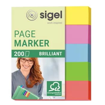   Jelölőcímke, papír, 5x40 lap, 12x50 mm, SIGEL "Brilliant Mini", vegyes szín