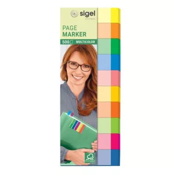   Jelölőcímke, papír, 10x50 lap, 15x50 mm, SIGEL "Multicolor", vegyes szín