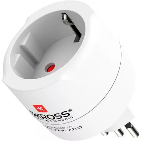 Adapter, Svájcba, Olaszországba, Brazíliába utazóknak, földelt, SKROSS