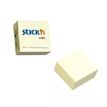   Öntapadó kockatömb, 76x76mm, 400 lap, STICK N, pasztellsárga