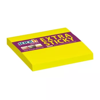   Öntapadó jegyzettömb, 76x76 mm, 90 lap, STICK N "Extra Sticky", neon sárga