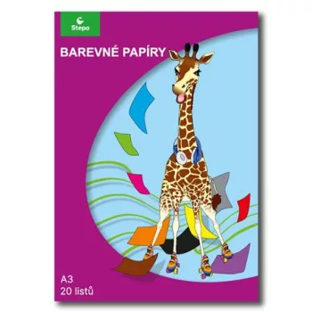 Színes papír,  A3, 80g, 10x2 lap  STEPA, vegyes színek