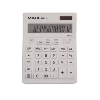   Számológép, asztali, 12 számjegy, MAUL "MXL 12", fehér