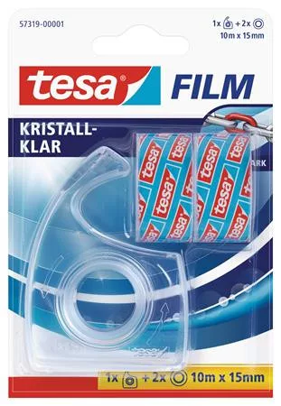 Ragasztószalag-adagoló, kézi, 2 db TESA "tesafilm®" 15mm x 10 m ragasztószalag, átlátszó