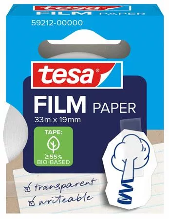 Ragasztószalag, írható, papír, 19 mm x 33 m, TESA "tesafilm®", átlátszó