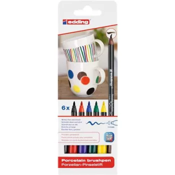   Ecsetirón készlet, porcelánra, EDDING "4200 Family color", 6 különböző szín