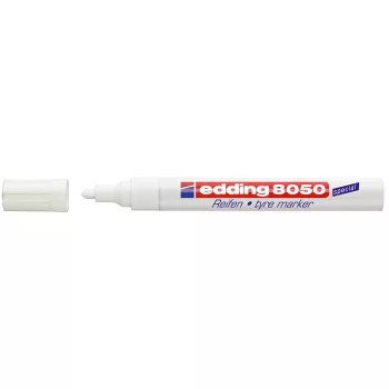   Gumijelölő marker, 2-4 mm, kúpos, EDDING "8050", fehér