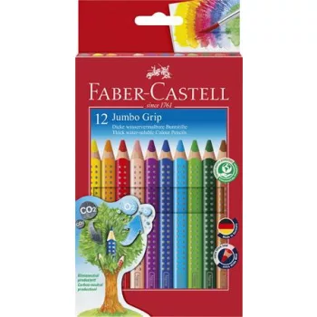   Színes ceruza készlet, háromszögletű, FABER-CASTELL "Jumbo Grip", 12 különböző szín