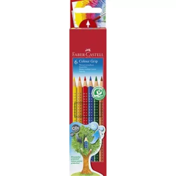   Színes ceruza készlet, háromszögletű, FABER-CASTELL "Grip 2001", 6 különböző szín