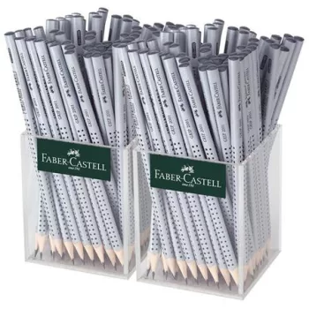   Grafitceruza display, HB, háromszögletű, FABER-CASTELL "Grip 2001", ezüst