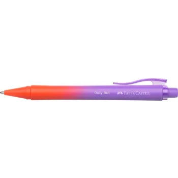  Golyóstoll, 1 mm, XB, nyomógombos, piros-lila tolltest, FABER-CASTELL "Daily Ball Flow", kék