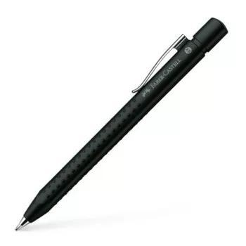   Golyóstoll, 1 mm, XB, nyomógombos, metál fekete tolltest, FABER-CASTELL "Grip-2011", kék