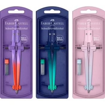   Körző készlet, precíziós, FABER-CASTELL "Stream Flow", vegyes színek