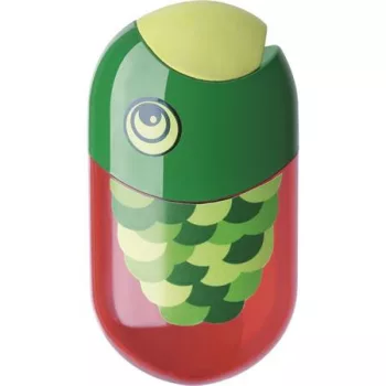   Hegyező és radír, kétlyukú, tartályos, FABER-CASTELL, hal minta