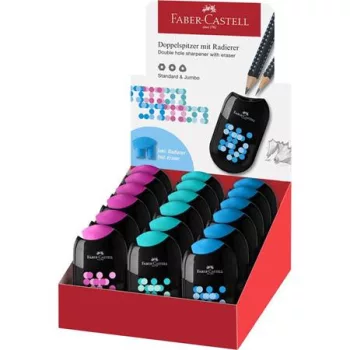   Hegyező display, kétlyukú, 2 tartályos, FABER-CASTELL, vegyes színek