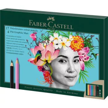   Színes- és grafitceruza készlet, FABER-CASTELL "Polychromos & Pitt Graphite Matt" , 23 db-os szett
