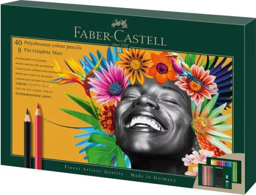 Színes- és grafitceruza készlet, FABER-CASTELL "Polychromos & Pitt Graphite Matt" , 50 db-os szett