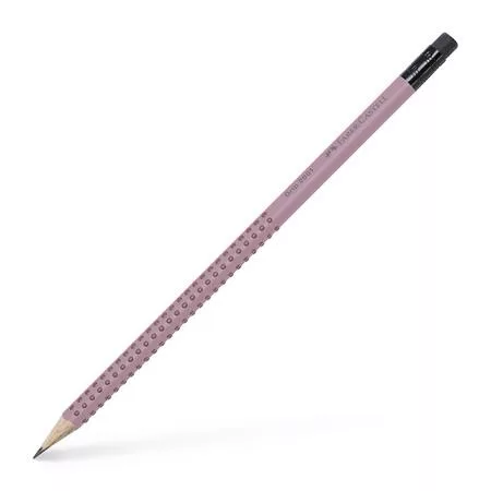 Grafitceruza radírral, B, háromszögletű, FABER-CASTELL "Grip 2001", rózsaszín