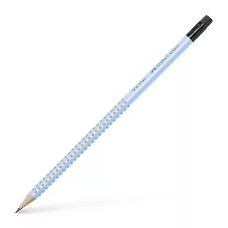 Grafitceruza radírral, B, háromszögletű, FABER-CASTELL "Grip 2001", égkék
