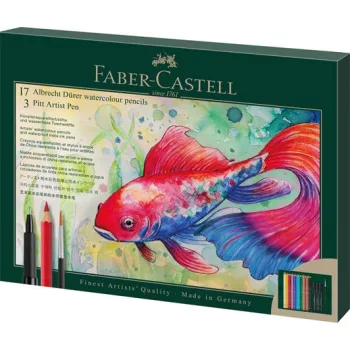   Akvarell ceruza készlet, ecsettel, FABER-CASTELL "Albrecht Dürer & Pitt Artist Pen", 21 db-os szett