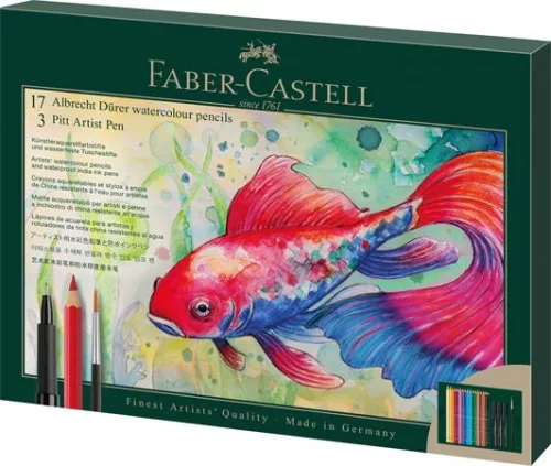Akvarell ceruza készlet, ecsettel, FABER-CASTELL "Albrecht Dürer & Pitt Artist Pen", 21 db-os szett