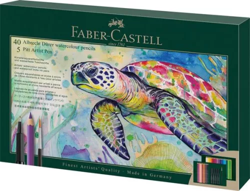 Akvarell ceruza készlet, ecsettel, FABER-CASTELL "Albrecht Dürer & Pitt Artist Pen", 46 db-os szett