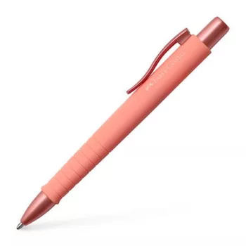   Golyóstoll, 1 mm, XB, nyomógombos tolltest, korallpiros tolltest, FABER-CASTELL "Poly Ball Urban", kék