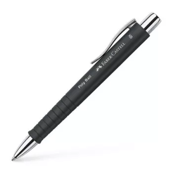   Golyóstoll, 1 mm, XB, nyomógombos, feketek tolltest, FABER-CASTELL "Poly Ball", kék