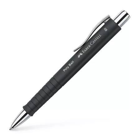 Golyóstoll, 1 mm, XB, nyomógombos, feketek tolltest, FABER-CASTELL "Poly Ball", kék