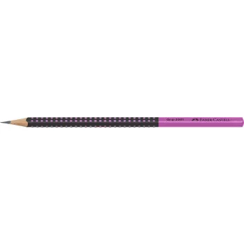   Grafitceruza, HB, háromszögletű, FABER-CASTELL "Grip 2001", fekete,rózsaszín