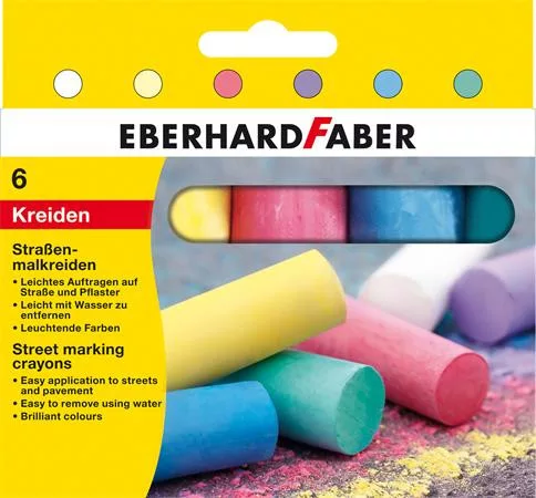Aszfaltkréta, henger alakú, EBERHARD FABER, 6 különböző szín