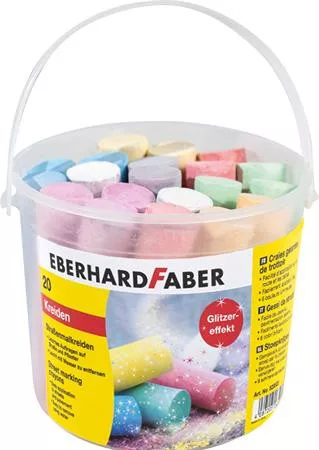 Aszfaltkréta, 20 darabos,  EBERHARD FABER, 6 csillámos szín