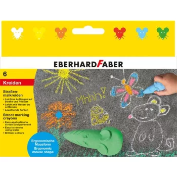   Aszfaltkréta, egér formájú, EBERHARD FABER, 6 különböző szín