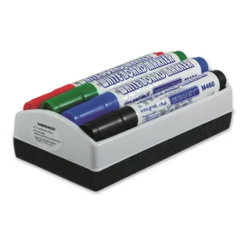  Táblamarker készlet, 2-3 mm, kúpos, tolltartóval, GRANIT "M460", 4 különböző szín + táblatörlő