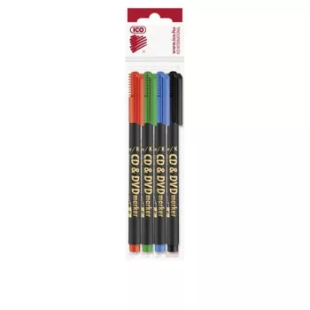   Alkoholos marker készlet, CD/DVD, 0,5 mm, ICO, 4 különböző szín