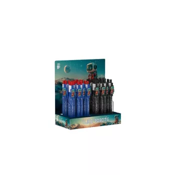   Golyóstoll display, 0,8 mm, nyomógombos, vegyes, ICO "Robot", kék