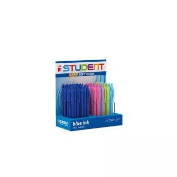   Golyóstoll display, 0,7 mm, nyomógombos, vegyes tolltest, ICO "Student", kék