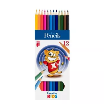   Színes ceruza készlet, hatszögletű, ICO "Creative Kids", 12 különböző szín