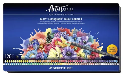 Akvarell színes ceruza készlet, hatszögletű, fémdobozos, STAEDTLER "Mars® Lumograph® 104", 120 különböző szín