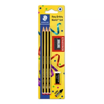  Grafitceruza, HB, hatszögletű, hegyezővel és radírral, STAEDTLER "Noris"