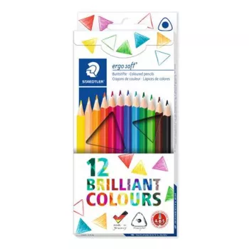   Színes ceruza készlet, háromszögletű, STAEDTLER "Ergo Soft 157", 12 különböző szín
