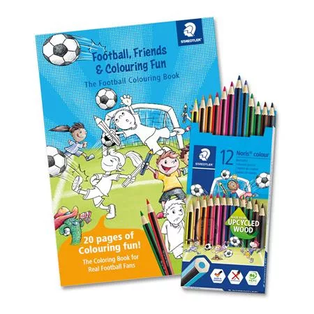 Színes ceruza készlet, hatszögletű, színezőfüzettel, STAEDTLER "Noris® Colour 185", 12 szín