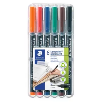   Alkoholos marker készlet, OHP, 1 mm, STAEDTLER "Lumocolor® 317 M", 6 különböző szín