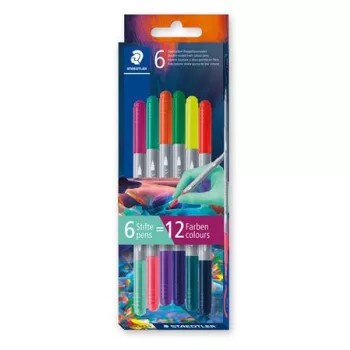   Filctoll készlet, 1/3 mm, kétvégű, kimosható, STAEDTLER® "3280", Multiverzum 1, 6 különböző szín