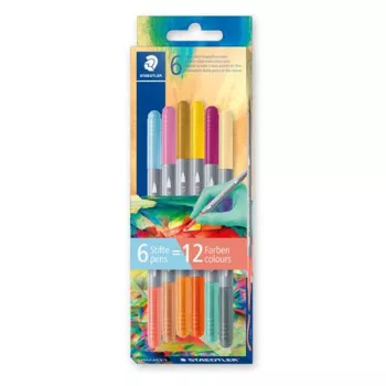   Filctoll készlet, 1/3 mm, kétvégű, kimosható, STAEDTLER® "3280", Multiverzum 2, 6 különböző szín