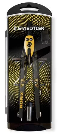 Körző készlet, precíziós, 3 darabos, STAEDTLER "Norix® 555", sárga