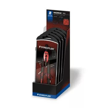   Körző készlet, precíziós, 3 darabos, STAEDTLER "Norix® 555", piros