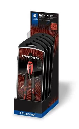 Körző készlet, precíziós, 3 darabos, STAEDTLER "Norix® 555", piros
