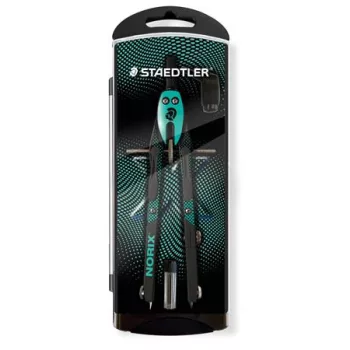   Körző készlet, precíziós, 3 darabos, STAEDTLER "Norix® 555", zöld